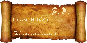 Pataky Milán névjegykártya